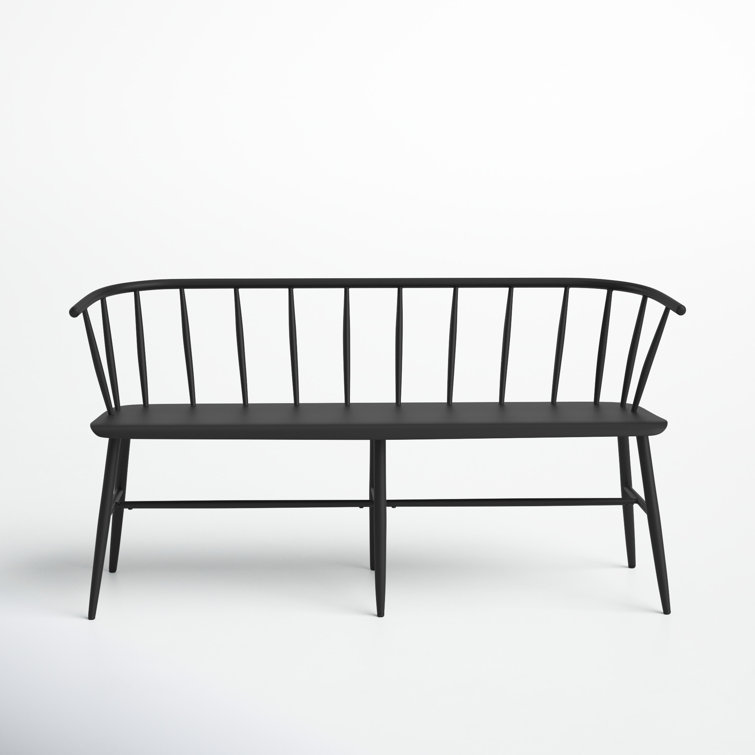 Black metal discount bench with back